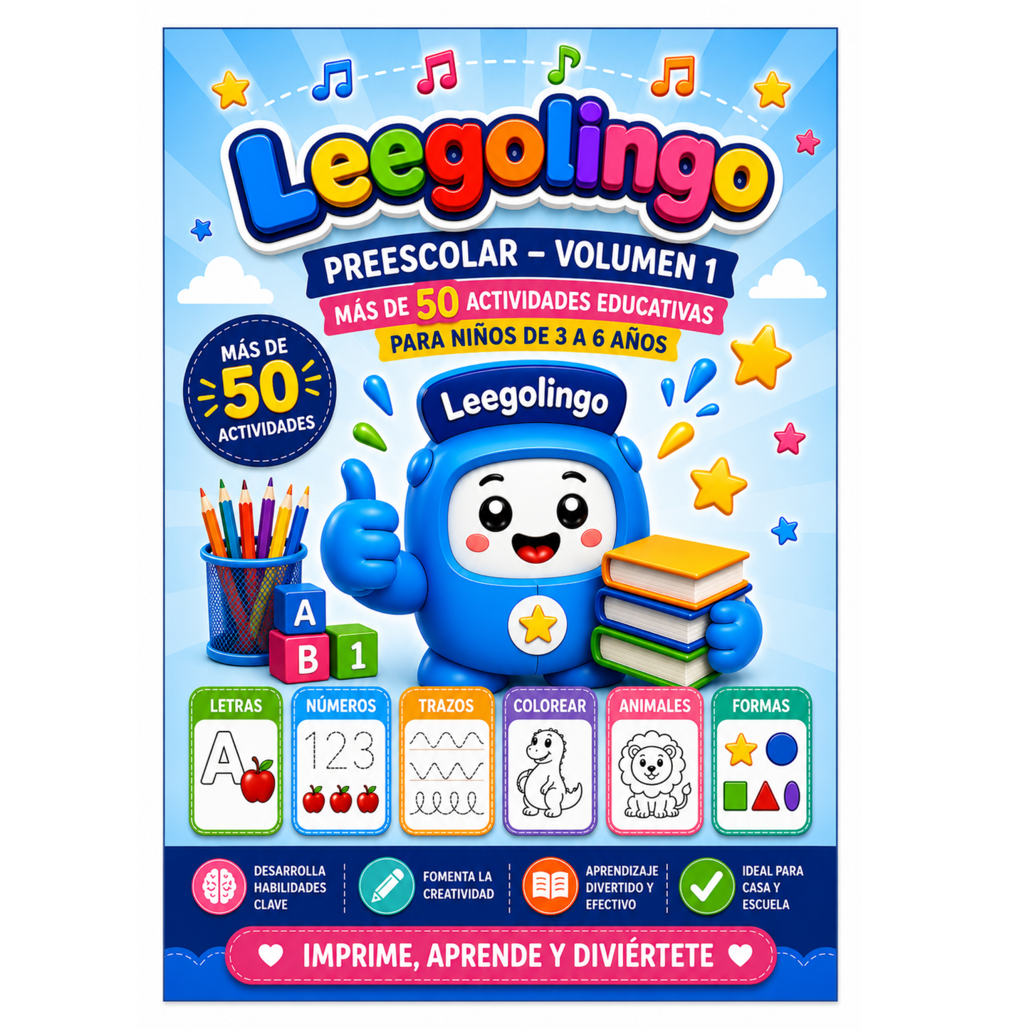 Leegolingo Preescolar – Volumen 1 | Más de 50 Actividades Educativas para Niños de 3 a 6 Años